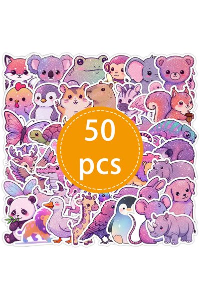 Choice 50 قطعة - TZ-339، 50 قطعة من ملصقات حيوانات لامعة لطيفة بنمط جرافيتي، ...