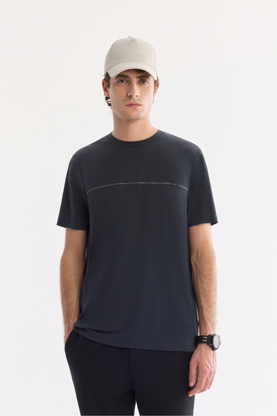 Avva Erkek Antrasit Bisiklet Yaka Baskılı Soft Touch Regular Fit T-Shirt A61Y...