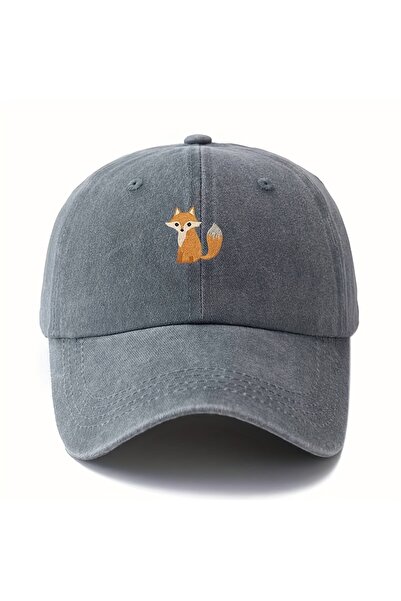 Choice1 GRAY Cute fox pattern printed baseball cap for daily casual fashion, ...