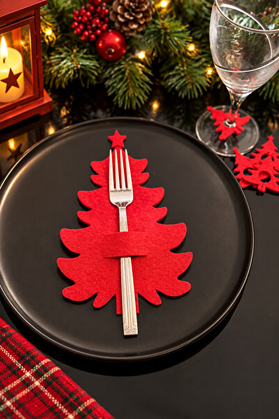 Masalsı Concept 6 Pieces Christmas Decorative Cutlery New Year Tableware Acce...