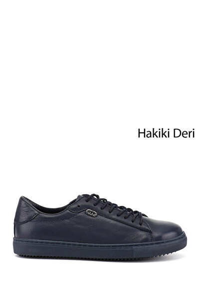 GÖNDERİ(R) Navy Blue Antique Gön Genuine Leather Round Toe Lace Up Women's Sn...