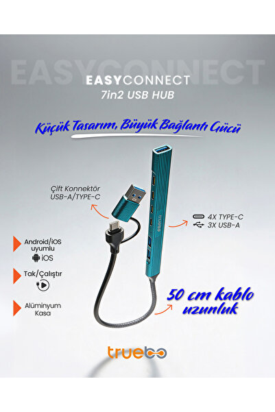 truebo EasyConnect 7in2 Type-C / Usb 3.0 Hub