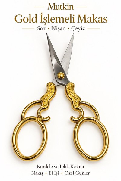 KARAASLAN Söz Nişan - Dikiş Nakış Makası Gold Renk-Paslanmaz Çelik Dikiş maka...
