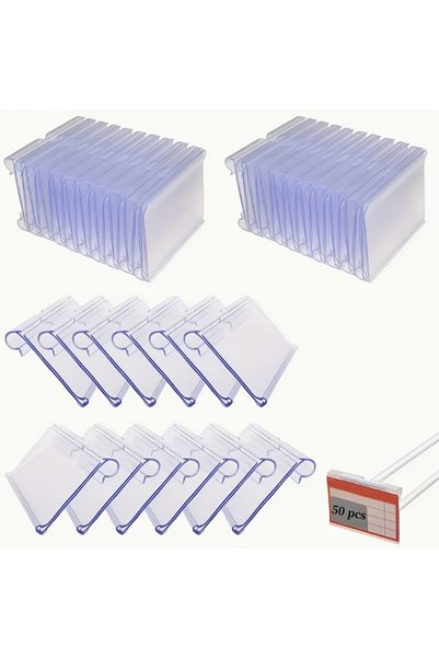 Choice Transparent 50Pcs Label Holders, Pvc Transparent Plastic Reusable Pric...