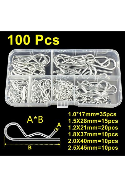 Choice1 100 Pcs 100/125Pcs R-Type Cotter Pins Set KIt Wave Latch Bolt Locking...