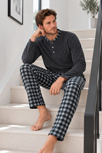 nisaNCa Winter Men's Fleece Pajama Set - Men's Plaid Fleece Pajamas