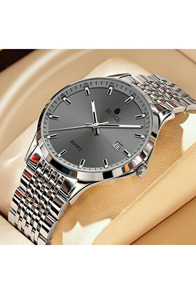 Choice Grey RUIGE Business Men's Quartz Watch Stainless Steel Calendar Men's ...