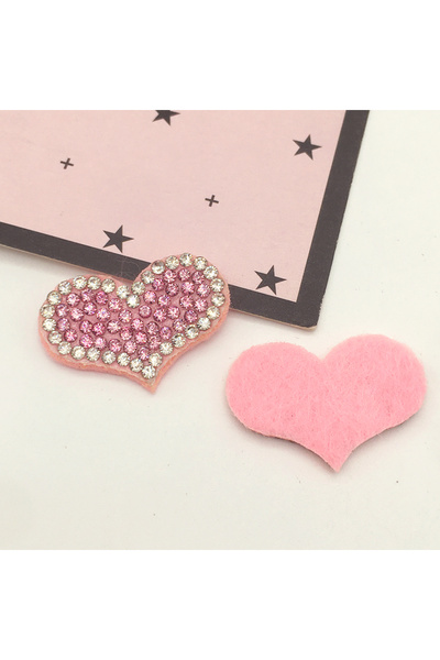 Choice Pink 20Pcs Heart Shape Pink Patches AB Rhinestone Applique Beaded Patc...