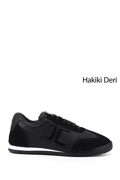 GÖNDERİ(R) Kadın Siyah Lastik Bağcıklı Hakiki Deri Sneaker