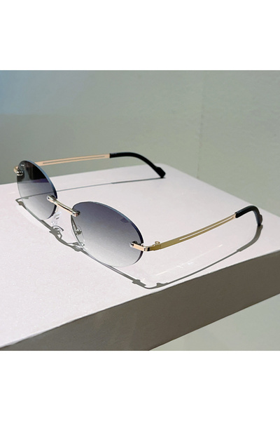 choice2 as picture shows gradient grey KAMMPT Rimless Oval Sunglasses Men Fas...