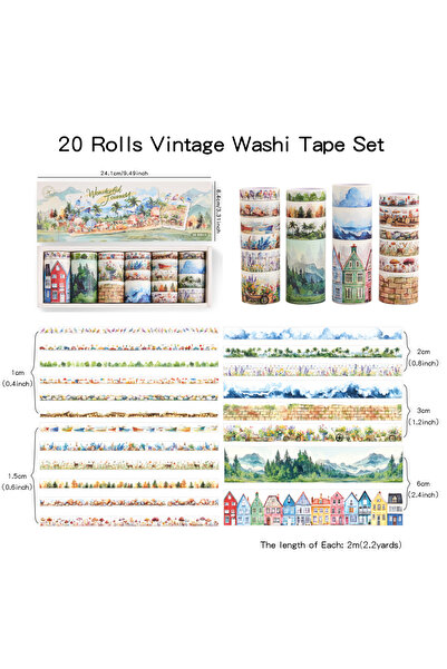 Choice Wonderful Journey 20 rolls Vintage Wonderful Journey Washi Tapes Set D...