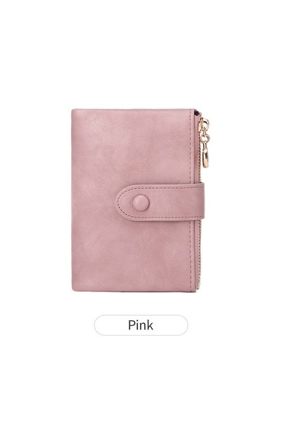 Choice5 محفظة نسائية قصيرة QB347-Pink بتصميم بسيط، ثلاث طبقات، سعة كبيرة، بسح...