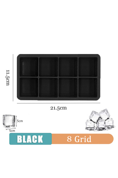 Choice1 Black 8 squares Silicone Ice Cube Tray 4/6/15 Square Ice Cube Moulds ...