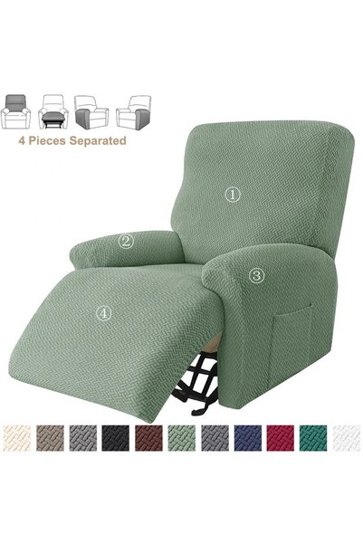 Choice Green Cover Jacquard Stretch Recliner Sofa Covers Elastic Split Armcha...