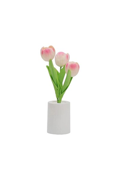 HEDİYE FİKRİ Işıklı Lale Dekoratif Gece Lambası 27 cm x 9 cm