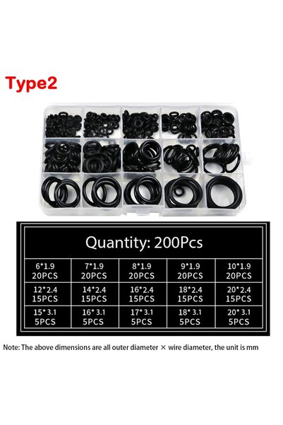 Choice1 200PCS Rubber O Ring Set Gaskets Seal Nitrile Rubber Bands High Press...