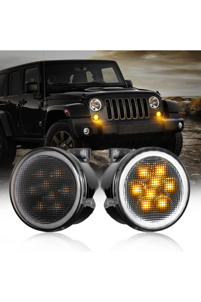 Choice مصباح أمامي LED للصدام الأمامي مع إضاءة نهارية لسيارة جيب رانجلر JK 20...