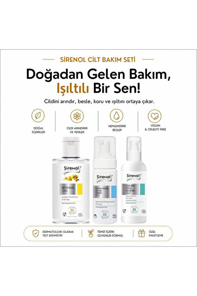 Sirenol Arındırıcı ve Sebum Dengeleyici Set (Doğal Cadı Fındığı ve Organik Ça...