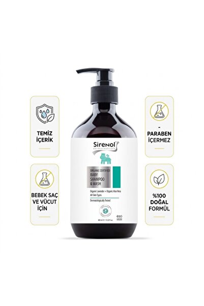 Sirenol Organic baby hair body shampoo 400 ml
