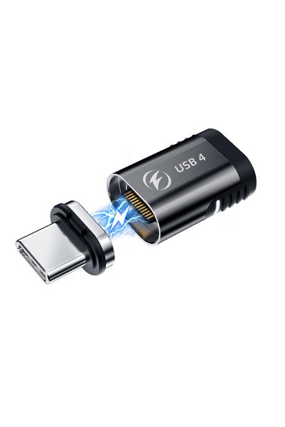 Choice محول مغناطيسي USB 4.0 رمادي داكن بقوة 140 واط، شحن سريع، محول مغناطيسي...