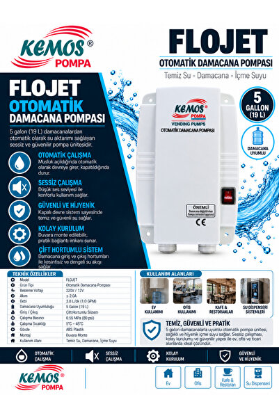 Kemos Amerikan Tipi Flojet Buzdolabı Su Pompası Bottled Water Dispensing System