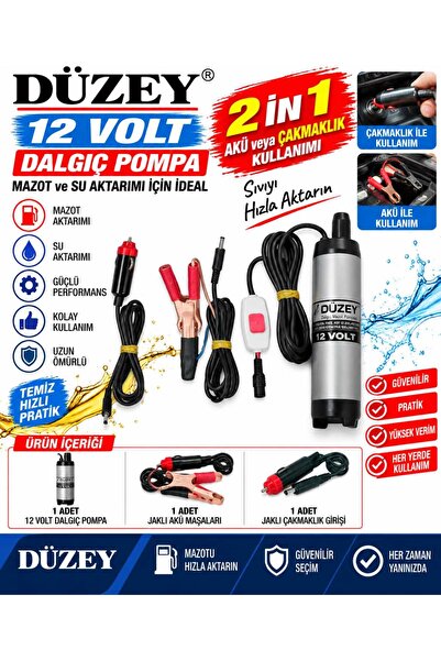 DÜZEY POMPA Düzey 12 VOLT MİNİ ÇAKMAKLIK VE AKÜ MAŞALI DALGIÇ MAZOT AKTARMA(S...