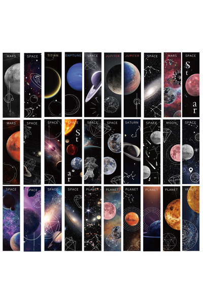 Choice 30pcs All 30pcs Cool Roaming Cosmic Stars Space Bookmarks Decorated Bo...