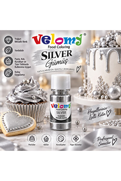 velomy GÜMÜŞ Metalik Yenilebilir Gıda Sim (4gr)