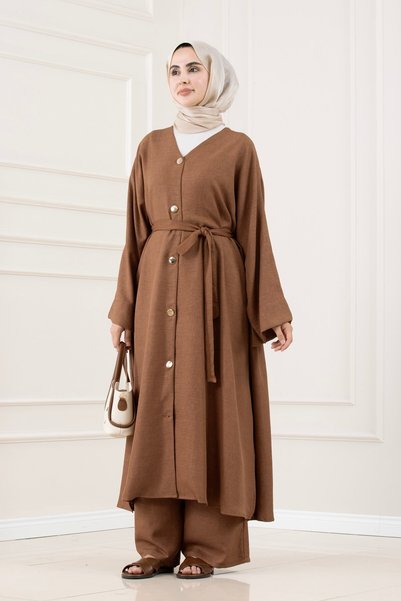 Sevitli Abaya Davin cu nasturi, set dublu - MARO