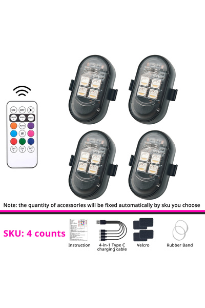 Choice1 مجموعة من 4 قطع إضاءة LED RGB للسيارة مع جهاز تحكم عن بعد، أضواء تحت ...