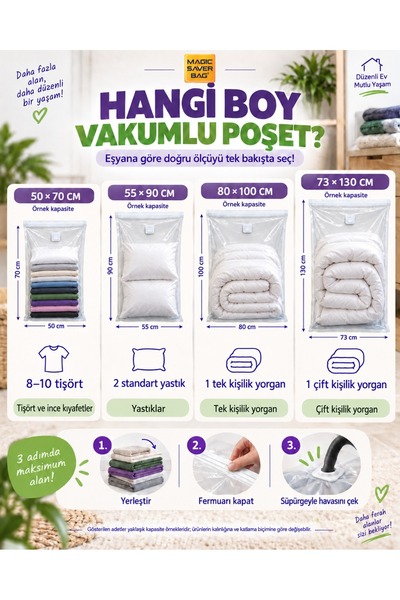 Magic Saver Bag 4’lü Vakumlu Poşet Set 2