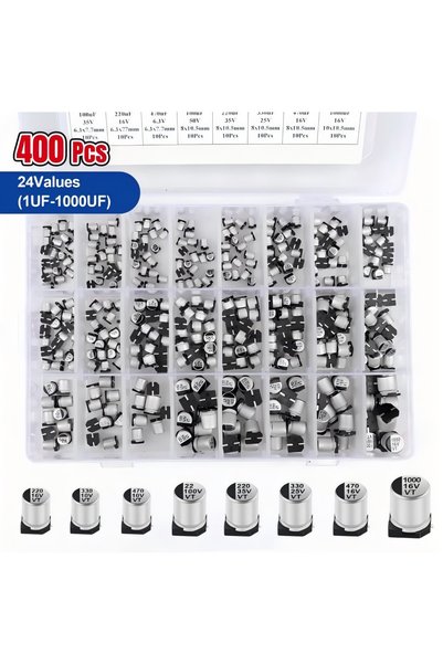 Choice1 مجموعة مكثفات كهربائية ألومنيوم SMD 10 قيم - 145 قطعة/400 قطعة