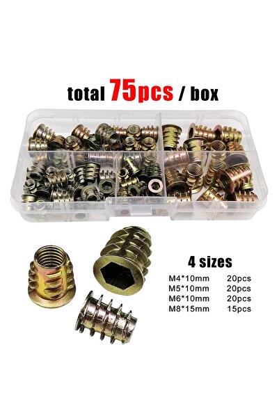 Choice 1 box include 75pcs 165/75/55pcs Threaded Insert Nut E-nut M4 M5 M6 M8...