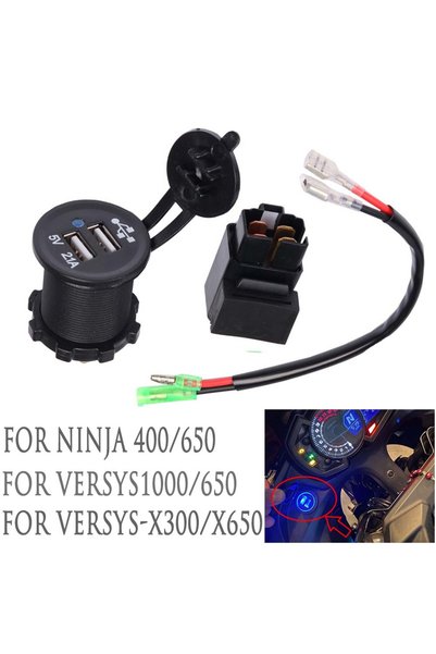 Choice Motorcycle Camera Cellphone USB Fast Charger with Relay for Kawasaki N...