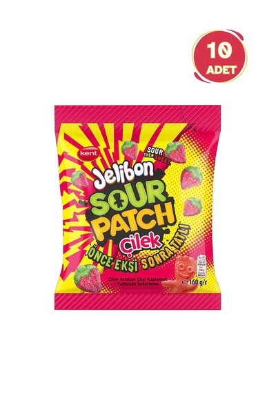 Jelibon Sour Patch Kids Çilek Aromalı Şekerleme 160g - 10 Adet