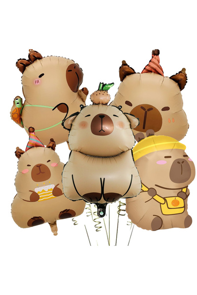 Choice As picture KP01 5pcs Cartoon Capybara Aluminium Film Balloon Set Cute ...