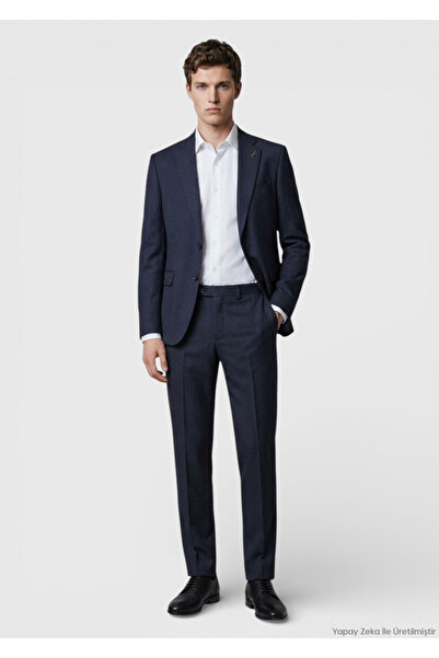 Ramsey Antrasit Düz Modern Fit %100 Yün Takım Elbise