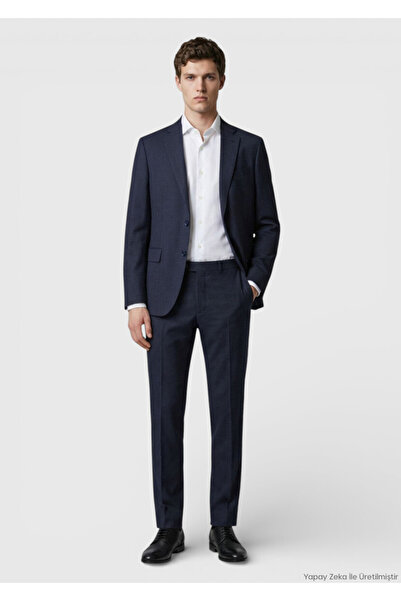 Ramsey Antrasit Kareli Zeroweight Slim Fit %100 Yün Takım Elbise