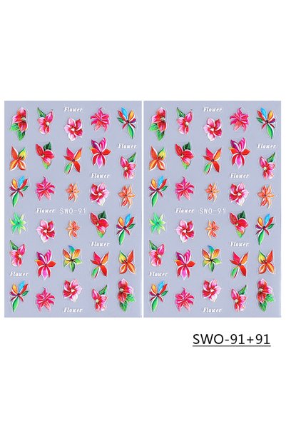 Choice SWO-91 قطعتان من ملصقات الأظافر على شكل زهور هاواي لربيع وصيف بتلات أز...