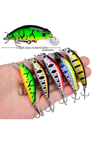 Choice 56mm 5pcs 5 Pieces of Crank Bait Artificial Hard Bait 56mm/6.8g Crank ...