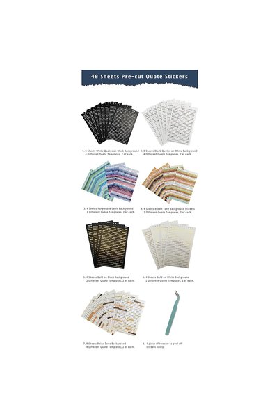 Choice Total 40 Sheets 40 Sheets Colorful Small Talk Stickers Inspirational Q...