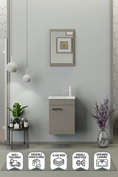 BIANI Fix Arya Mini 42 Cm Banyo Dolabı Latte
