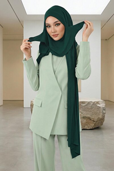 Aisha's Design Boyun Kapatan Peçe Özellikli Penye Boneli Şal,PS-58,Yeşil