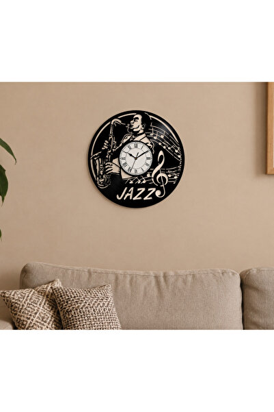 Handmade Jazz Temalı El Yapımı Geri Dönüşüm Plak Duvar Saati