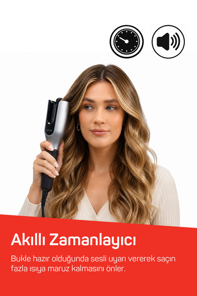 Arzum AR5171 Revolution Pro Otomatik Bukle ve Saç Maşası 25 mm Seramik LCD Ekran Siyah