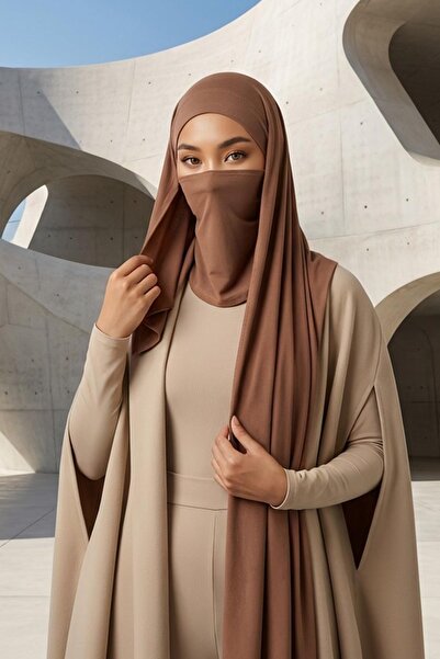 Aisha's Design Neck-Covering Veil Featuring Combed Cotton Boned Shawl, Ps-58