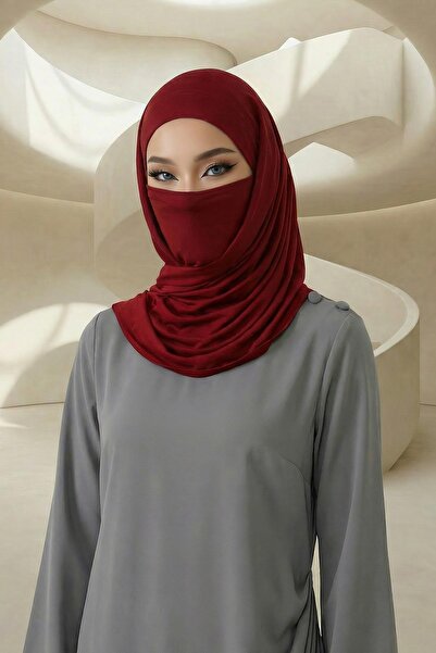 Aisha's Design Neck-Covering Veil Featuring Combed Cotton Boned Shawl, Ps-58