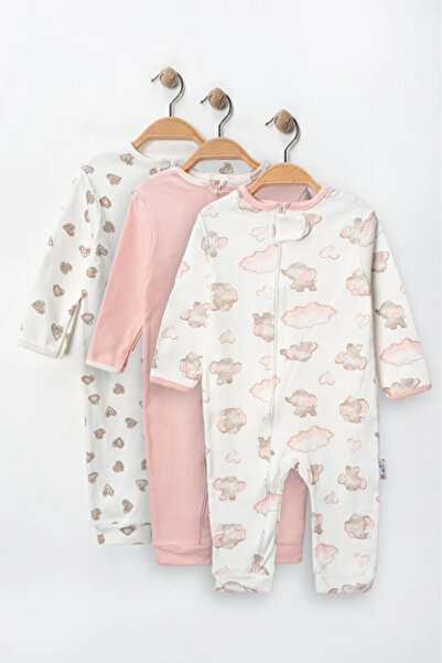 Bamoola for Babies %100 Pamuk 9-12-18 Ay Hayvan 3'lü Patiksiz Manşetli Tulum ...