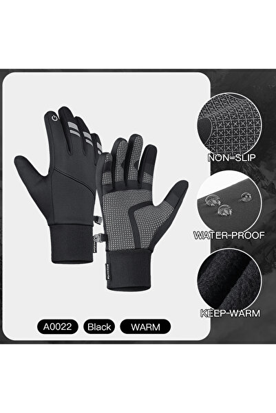 Choice S A0022-BK Autumn Winter Warm Cycling Gloves Water Windproof Touchscre...