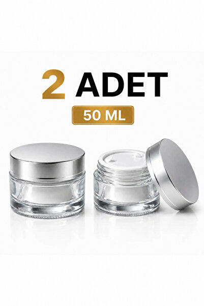 makrobay 2 Pieces 50 ml Luxury Glass Cream Jars - Empty Cosmetic, Ointment, a...